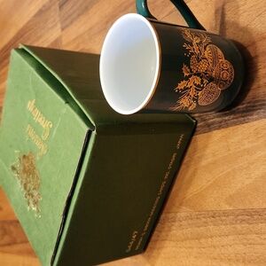 Gibson Otagiri Japan Elegant Green Mug Set Of Four with Gold Ornaments Accents